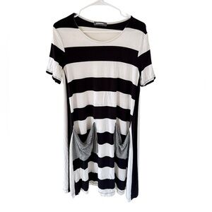 Alembika Black and White Striped TShirt Dress